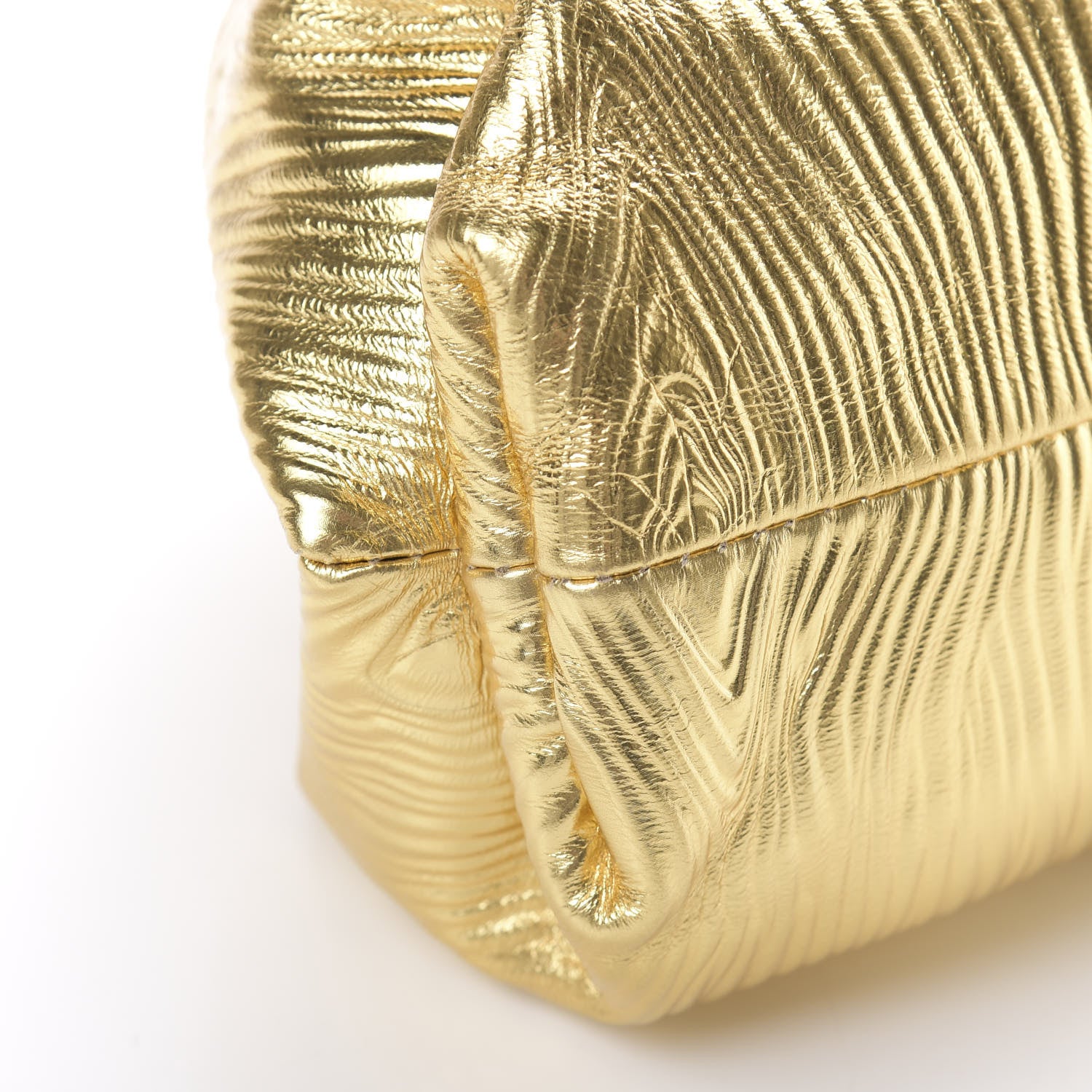 Bottega Veneta Metallic Bark Calfskin Embossed The Pouch Oversized Clutch Oro 8 of 9