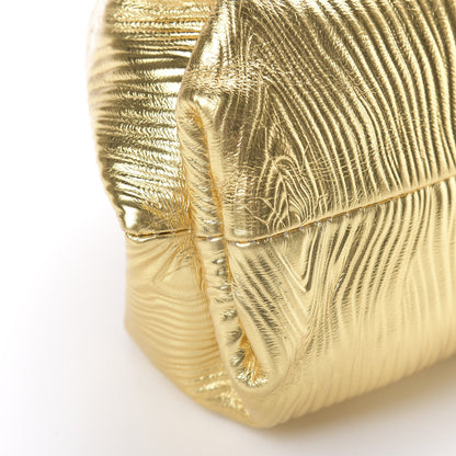 Bottega Veneta Metallic Bark Calfskin Embossed The Pouch Oversized Clutch Oro 8 of 9