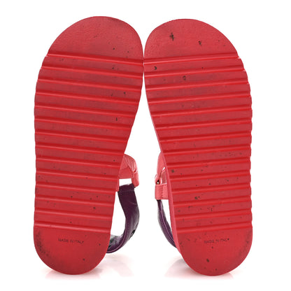 Chanel Lambskin Logo Platform Sandals 38 Red Purple Orange 6 of 11