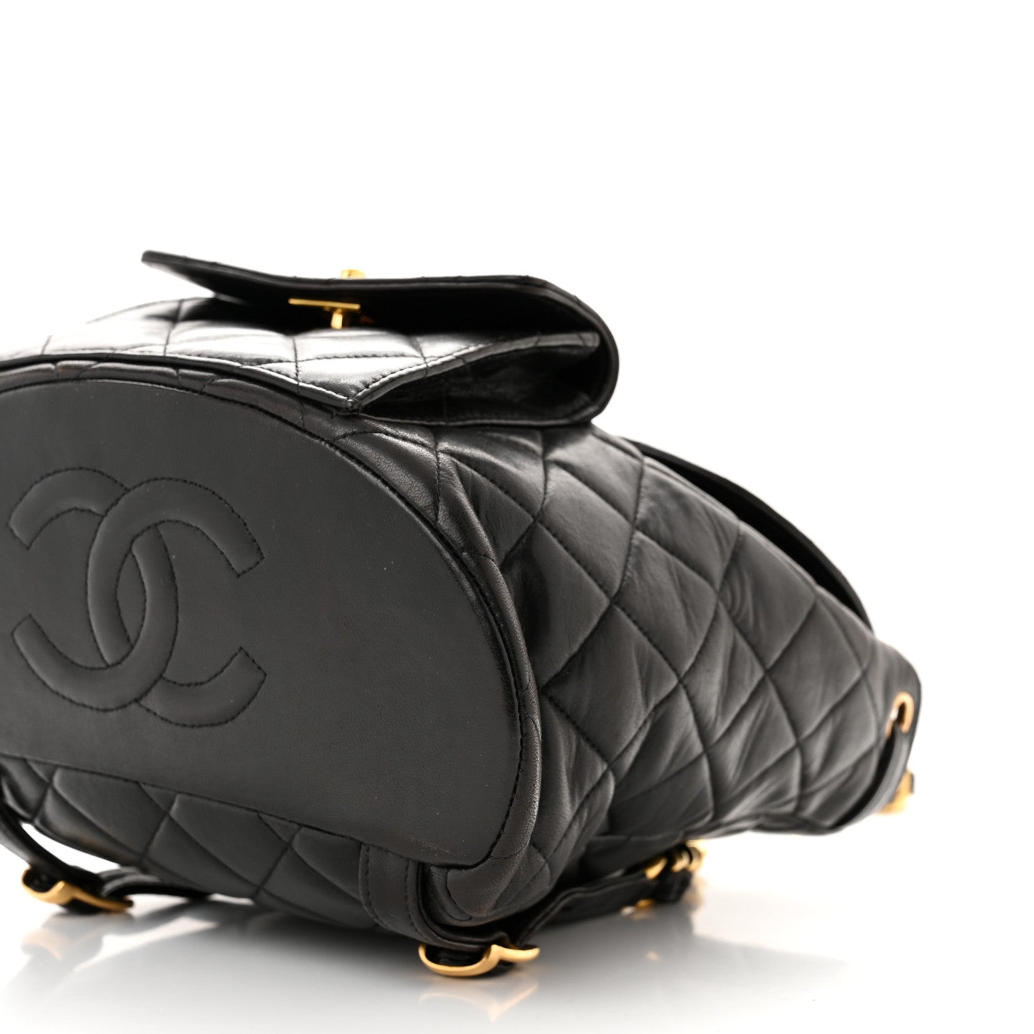 Chanel Lambskin Quilted Drawstring Backpack Black 10 of 10