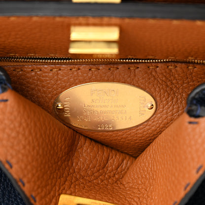 Fendi Cuoio Romano Selleria Bi-Color Medium Peekaboo Iconic Essentially Satchel Indaco Saddler 6 of 10