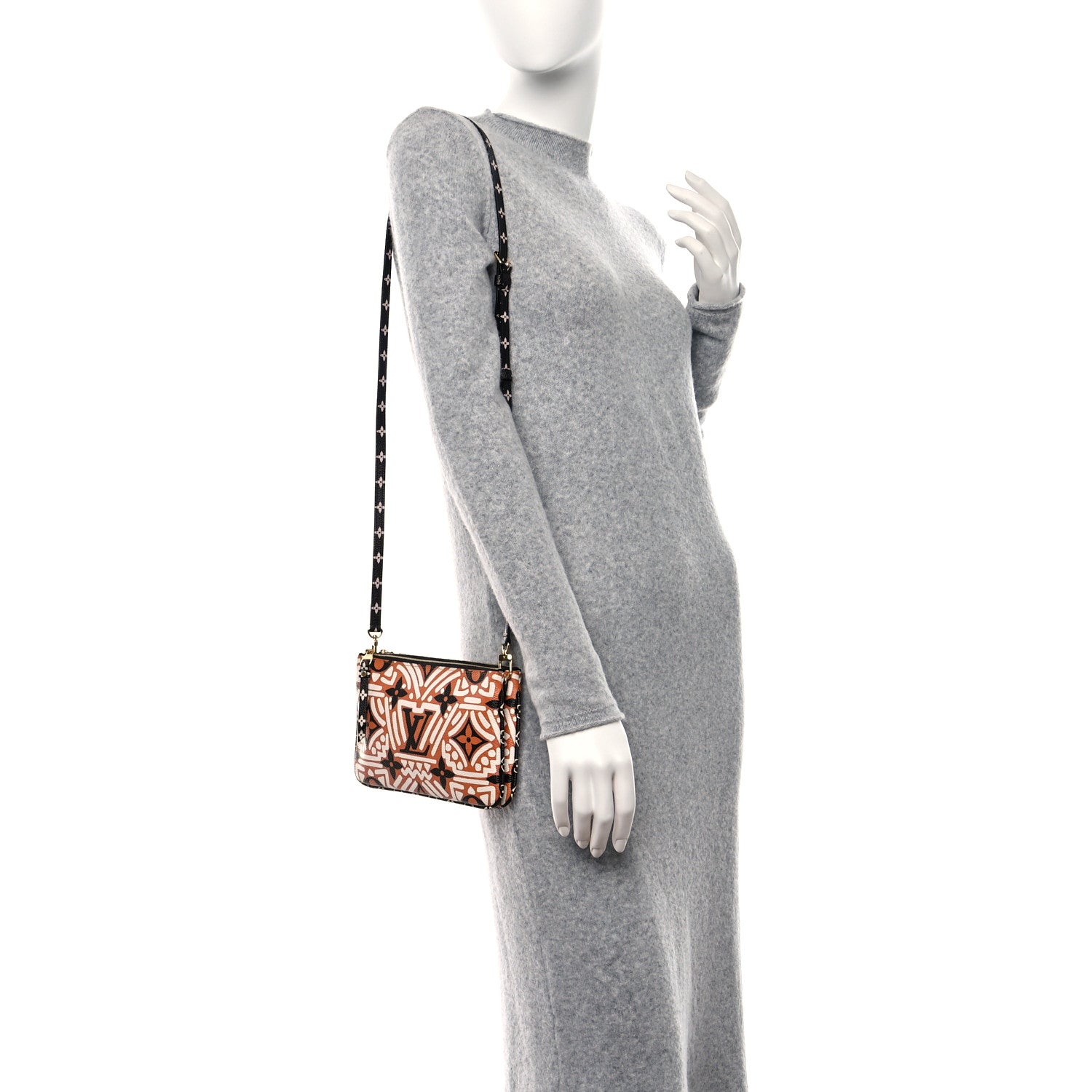 Louis Vuitton Monogram Giant Crafty Double Zip Pochette Creme Caramel 2 of 9