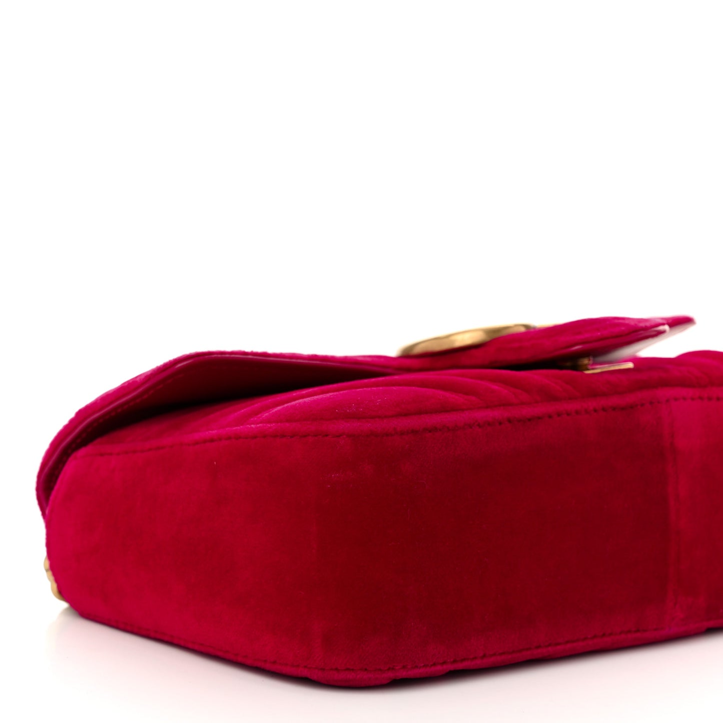 Velvet Matelasse Mini GG Marmont Shoulder Bag Hibiscus Red