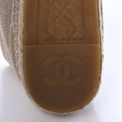 Chanel Toile Sequin CC Espadrilles 39 Beige Black 10 of 13