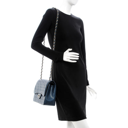 Chanel Metallic Caviar Quilted Jumbo Double Flap Dark Blue 2 of 9