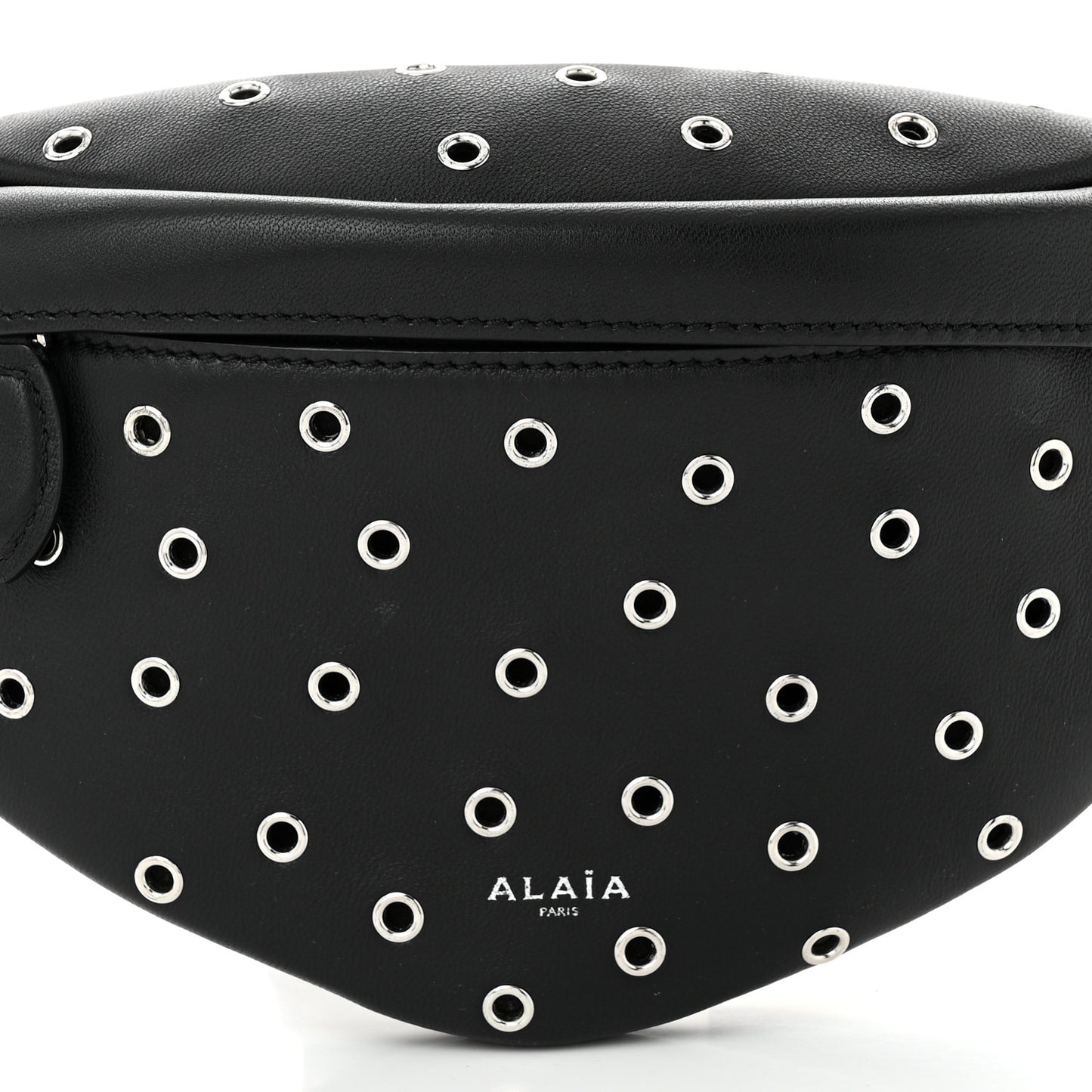 Lambskin Grommet Belt Bag Black