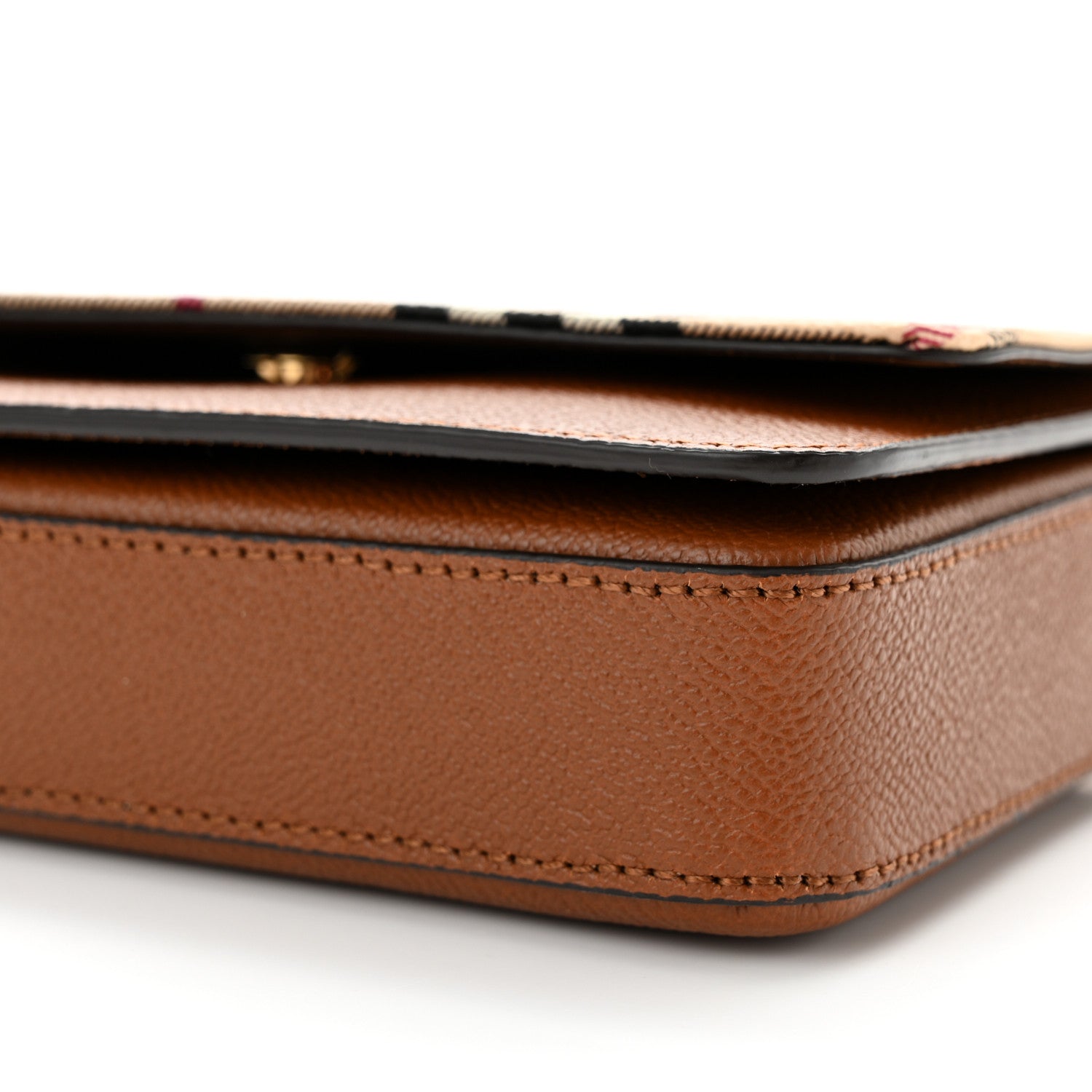 Burberry Calfskin Haymarket Check Hayes Crossbody Bright Toffee 9 of 9