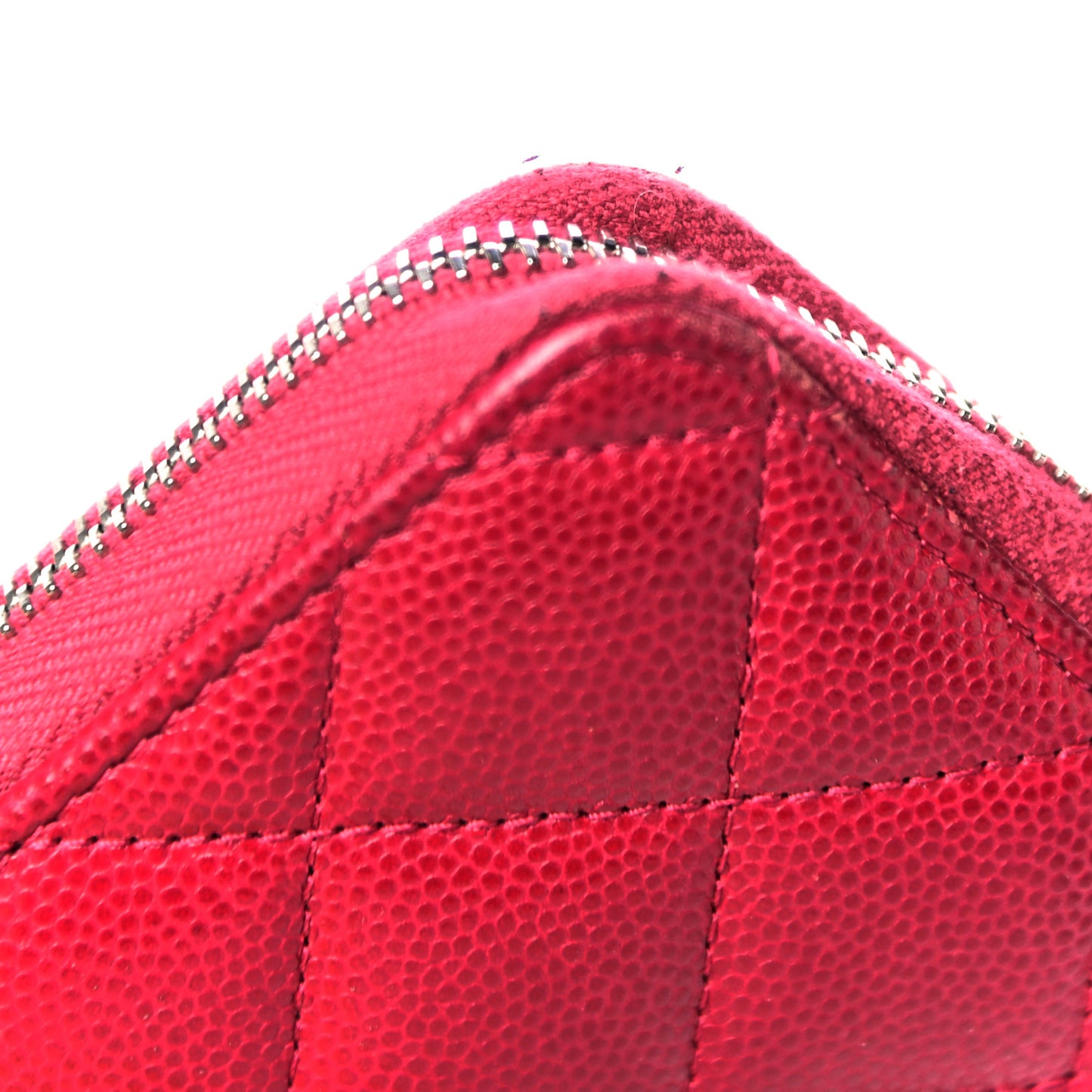 Caviar Quilted Medium Zip Around Wallet Red