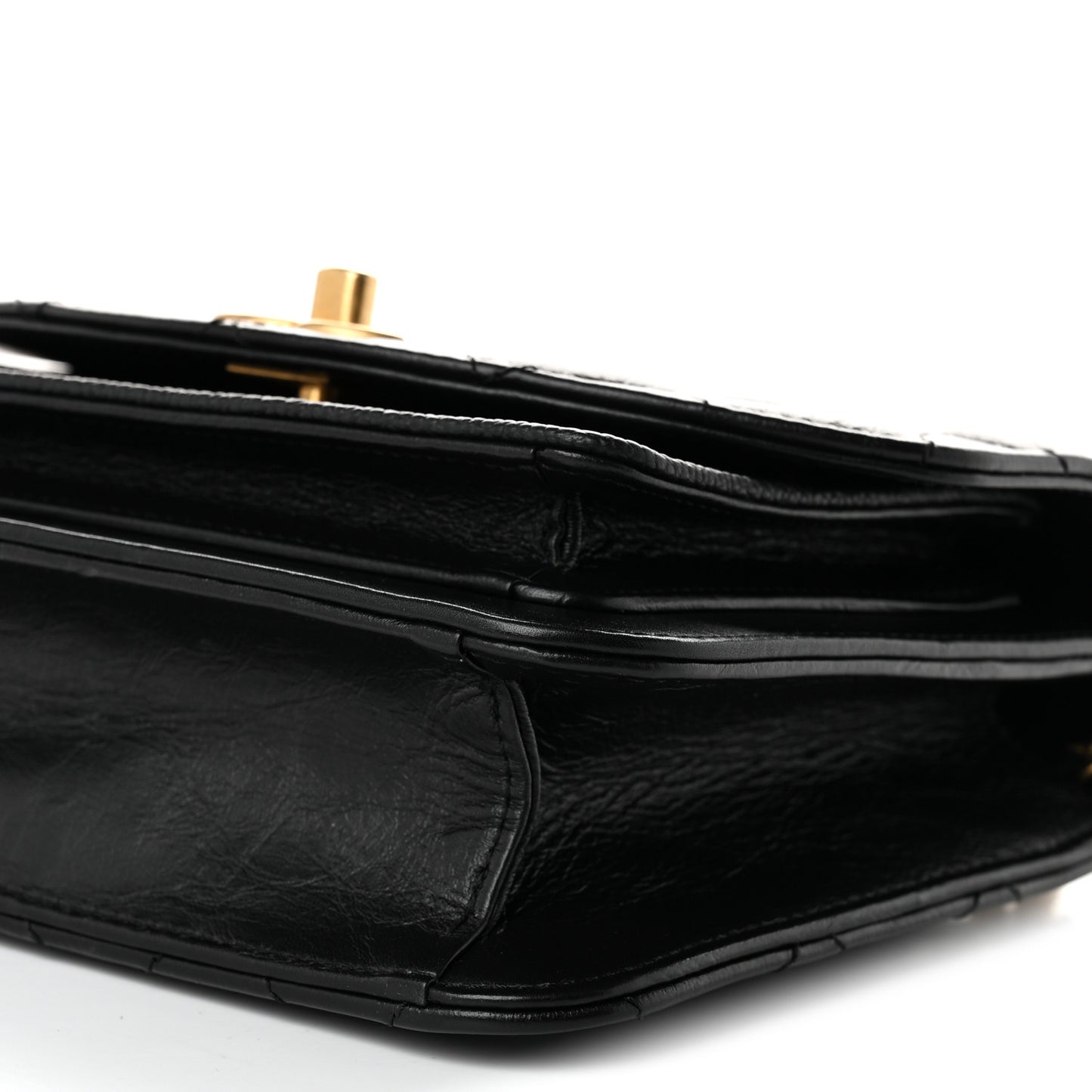 Calfskin Caviar Quilted Mini Chain Handle Flap Black