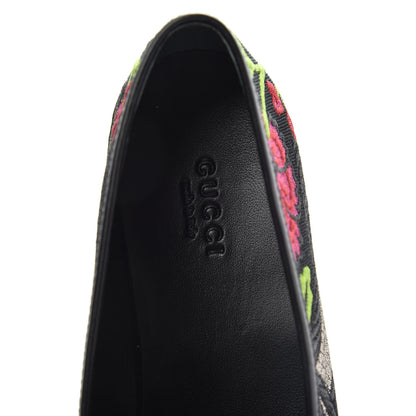 Gucci Floral Jacquard Horsebit Womens Jordaan Loafers 39.5 Multi 7 of 10