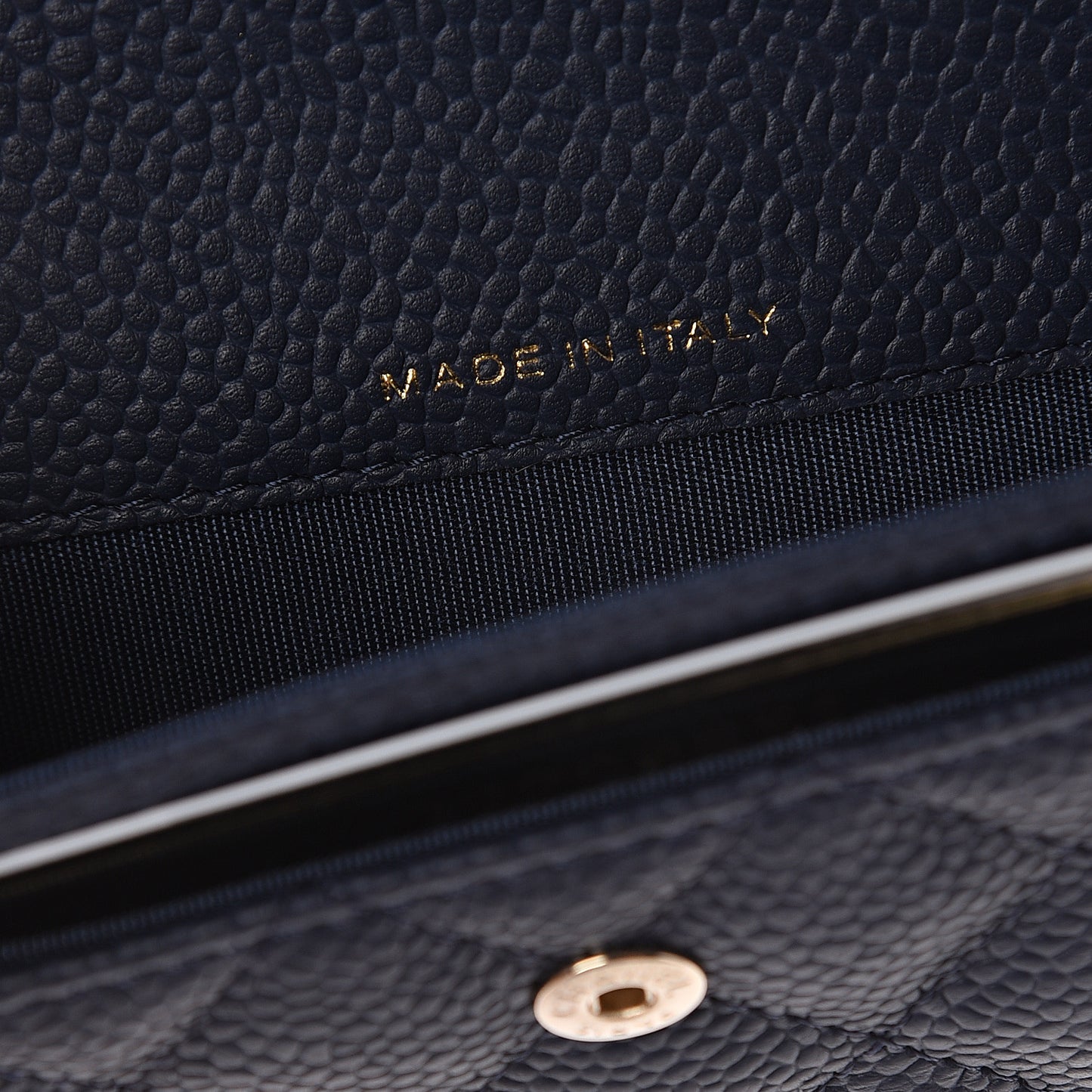 Caviar Quilted Boy Flap Card Holder Navy