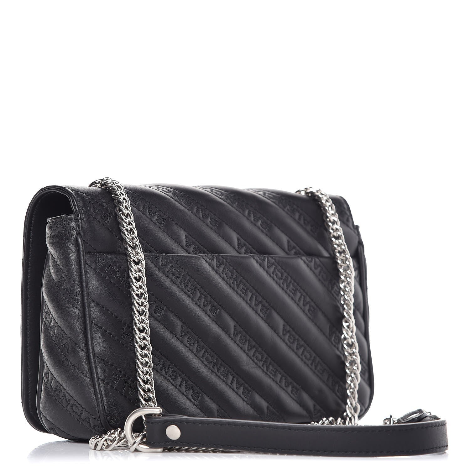 Balenciaga Calfskin Logo Matelasse S BB Round Crossbody Bag Black 3 of 7