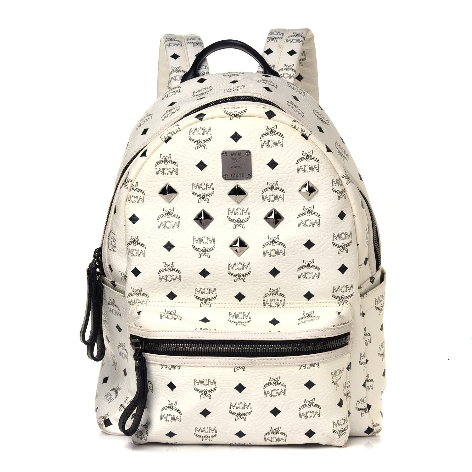 MCM Visetos Medium Studded Stark Backpack White 1 of 10