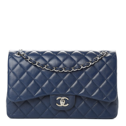 Chanel Caviar Quilted Jumbo Double Flap Blue 1 of 12