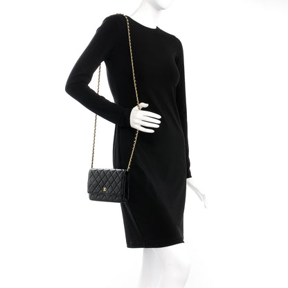 Chanel Lambskin Quilted Wallet On Chain WOC Black 2 of 10