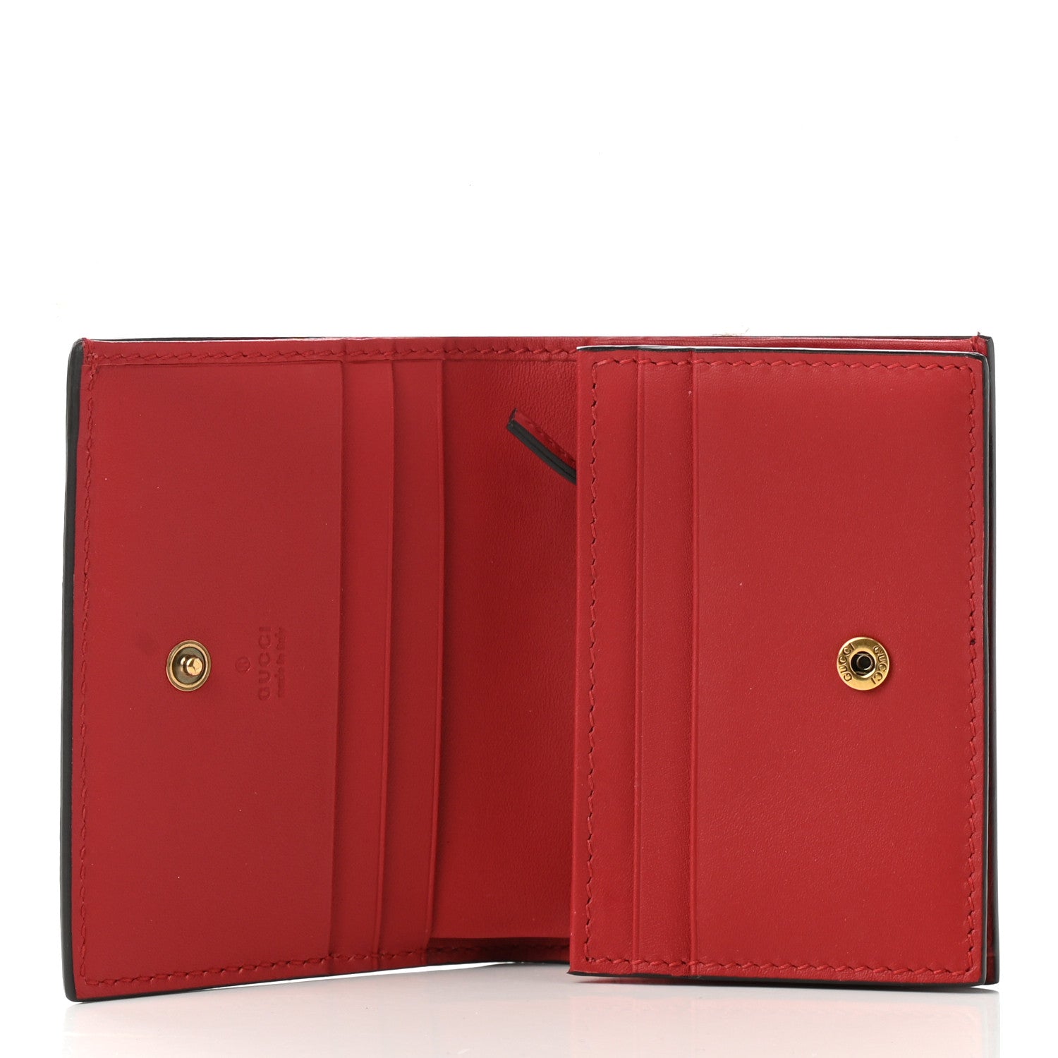 Gucci GG Supreme Monogram Cherry Embellished Card Case Wallet Hibiscus Red 5 of 7