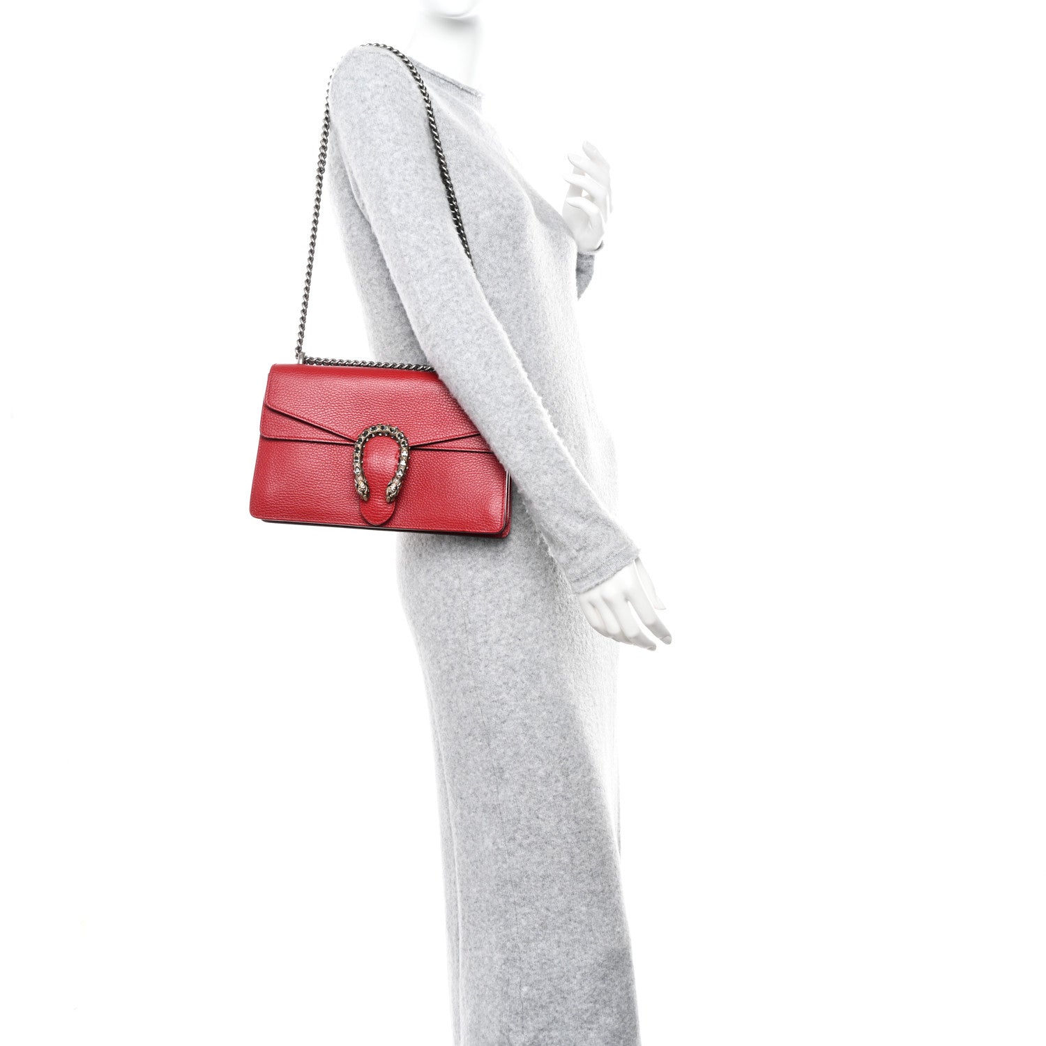 Gucci Dollar Calfskin Swarovski Crystal Small Dionysus Shoulder Bag Hibiscus Red 2 of 17