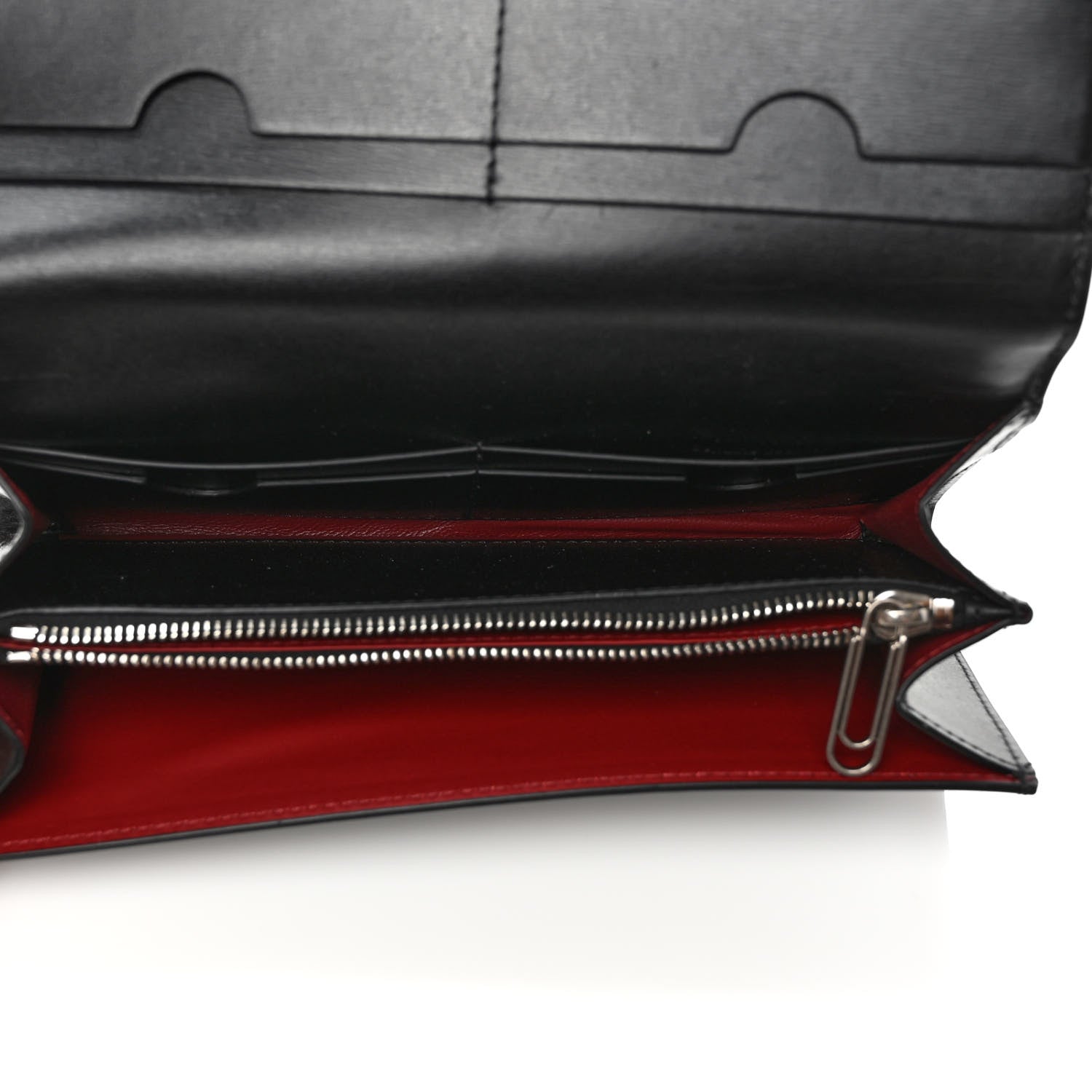 Off-White Calfskin Jitney Logo Flap Wallet On Chain Black 4 of 6