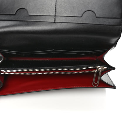 Off-White Calfskin Jitney Logo Flap Wallet On Chain Black 4 of 6