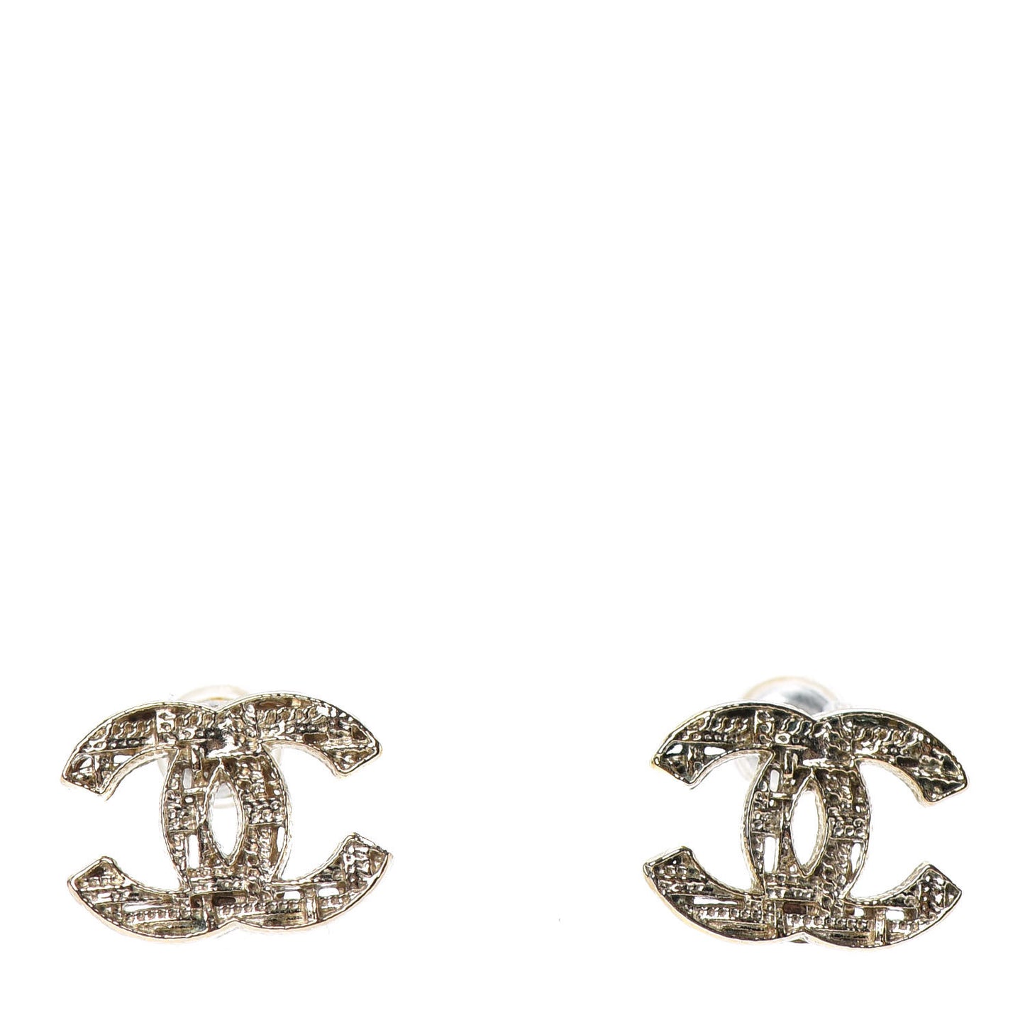 Tweed Effect CC Earrings Gold