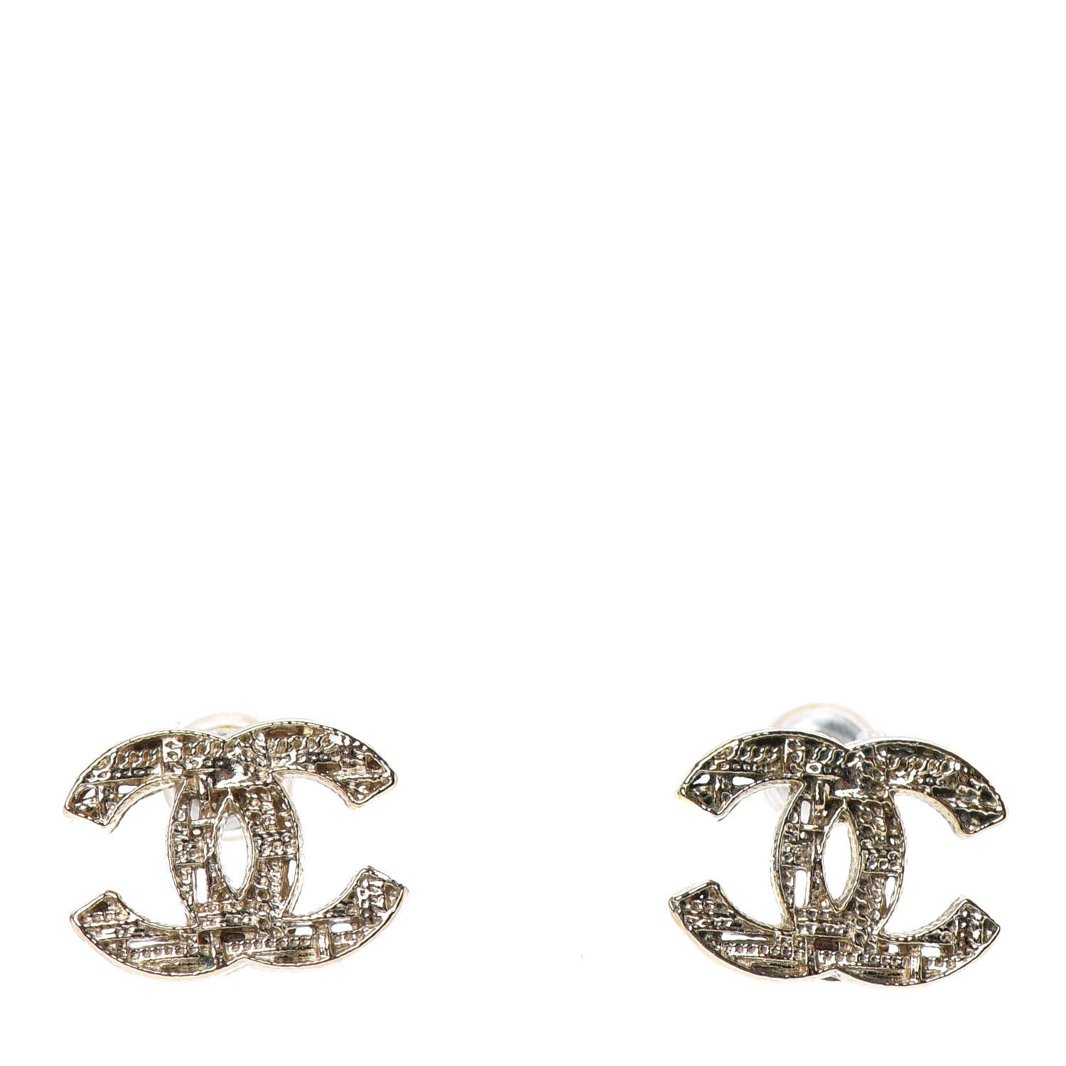 Chanel Tweed Effect CC Earrings Gold 1 of 4