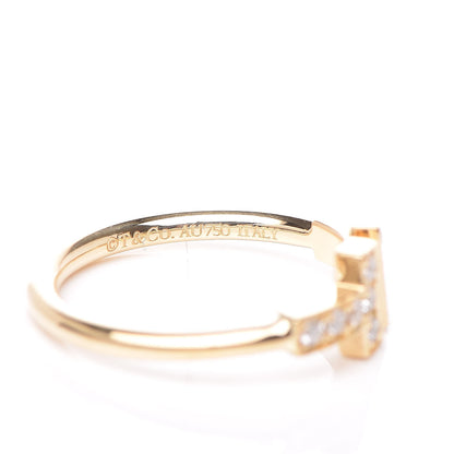 Tiffany 18K Yellow Gold Diamond T Wire Ring 48 4.5 5 of 5