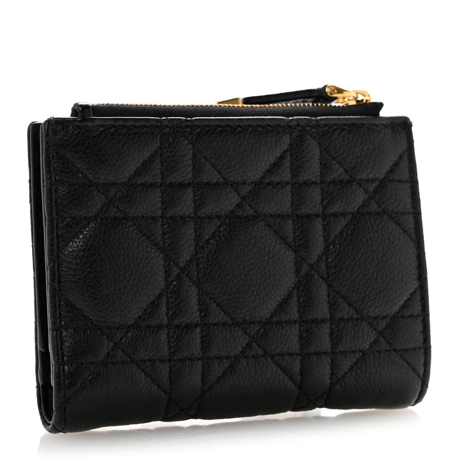 Christian Dior Grained Calfskin Supple Cannage Caro Dahlia Wallet Black 3 of 9
