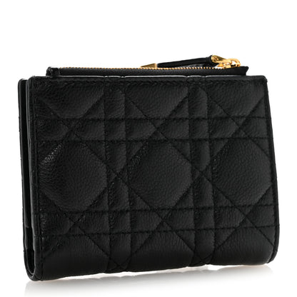 Christian Dior Grained Calfskin Supple Cannage Caro Dahlia Wallet Black 3 of 9