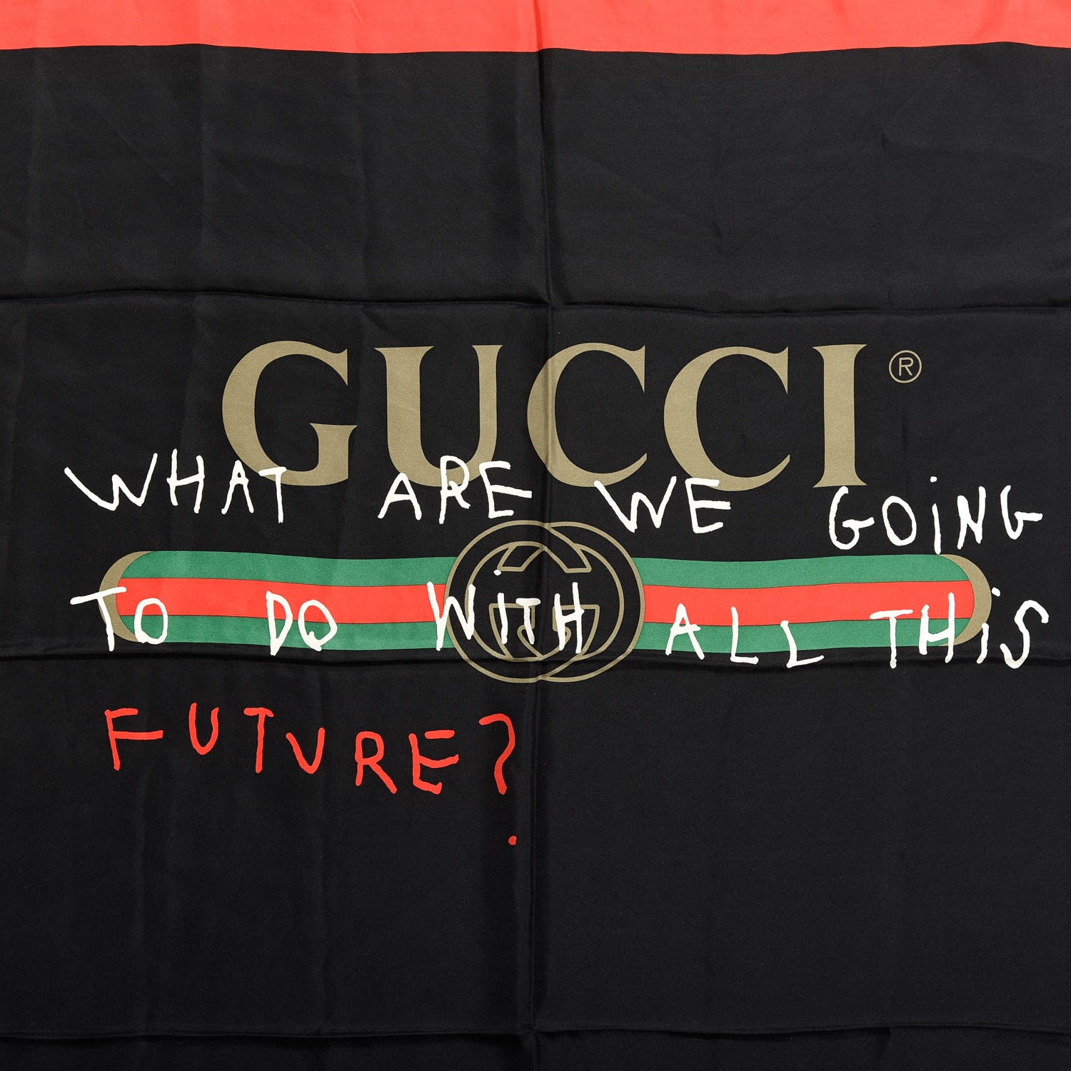 Gucci Silk Coco Capitan Logo Scarf Black 2 of 3