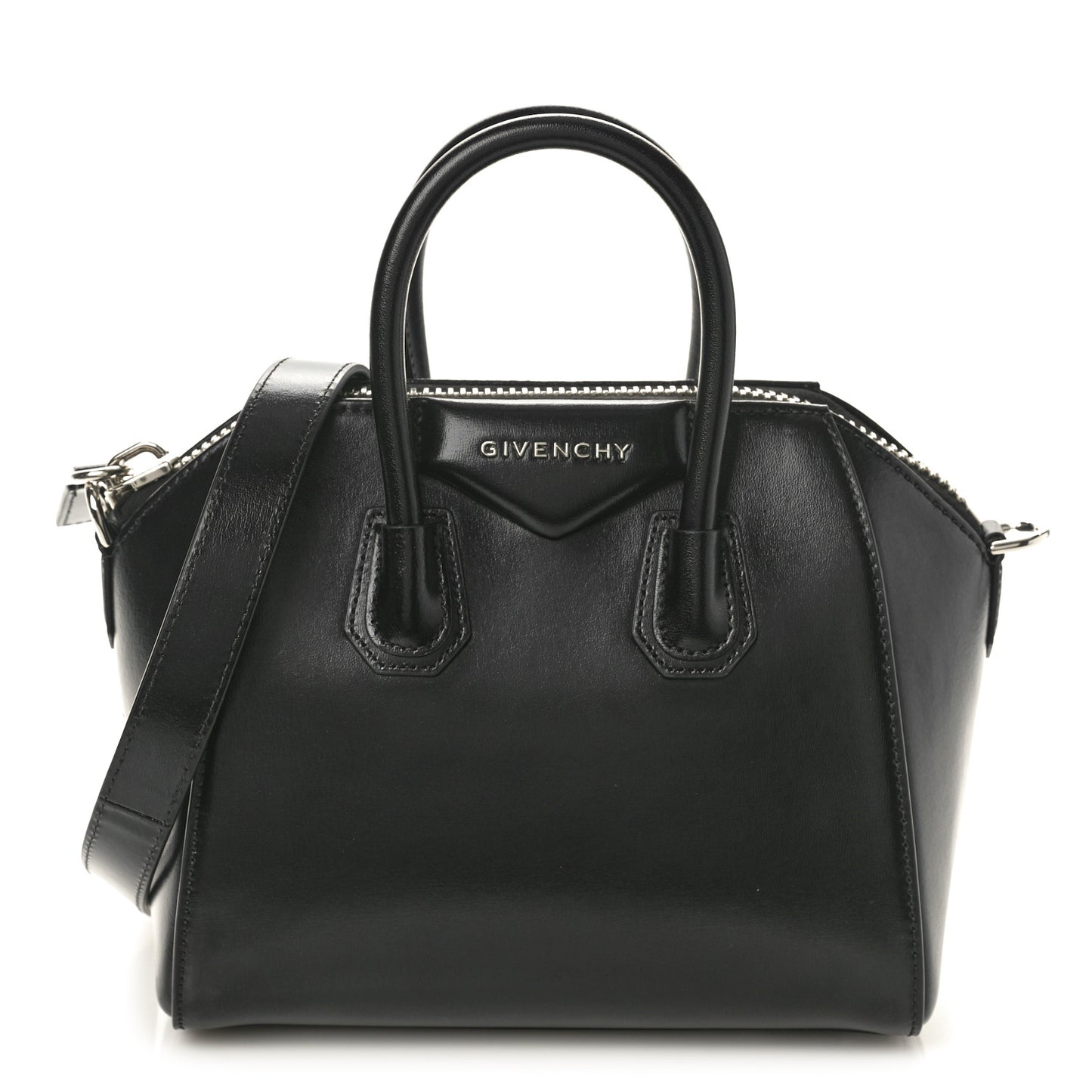 Shiny Lord Calfskin Mini Antigona Black