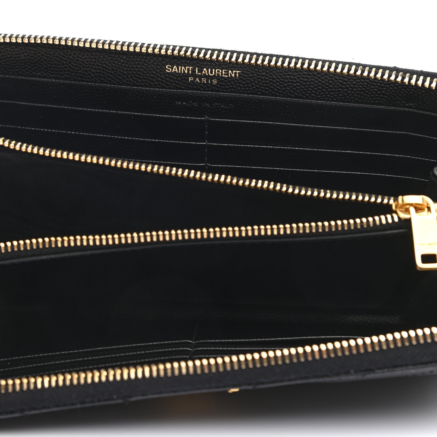 Saint Laurent Grain De Poudre Matelasse Chevron Monogram Zip Around Wallet Black 5 of 7
