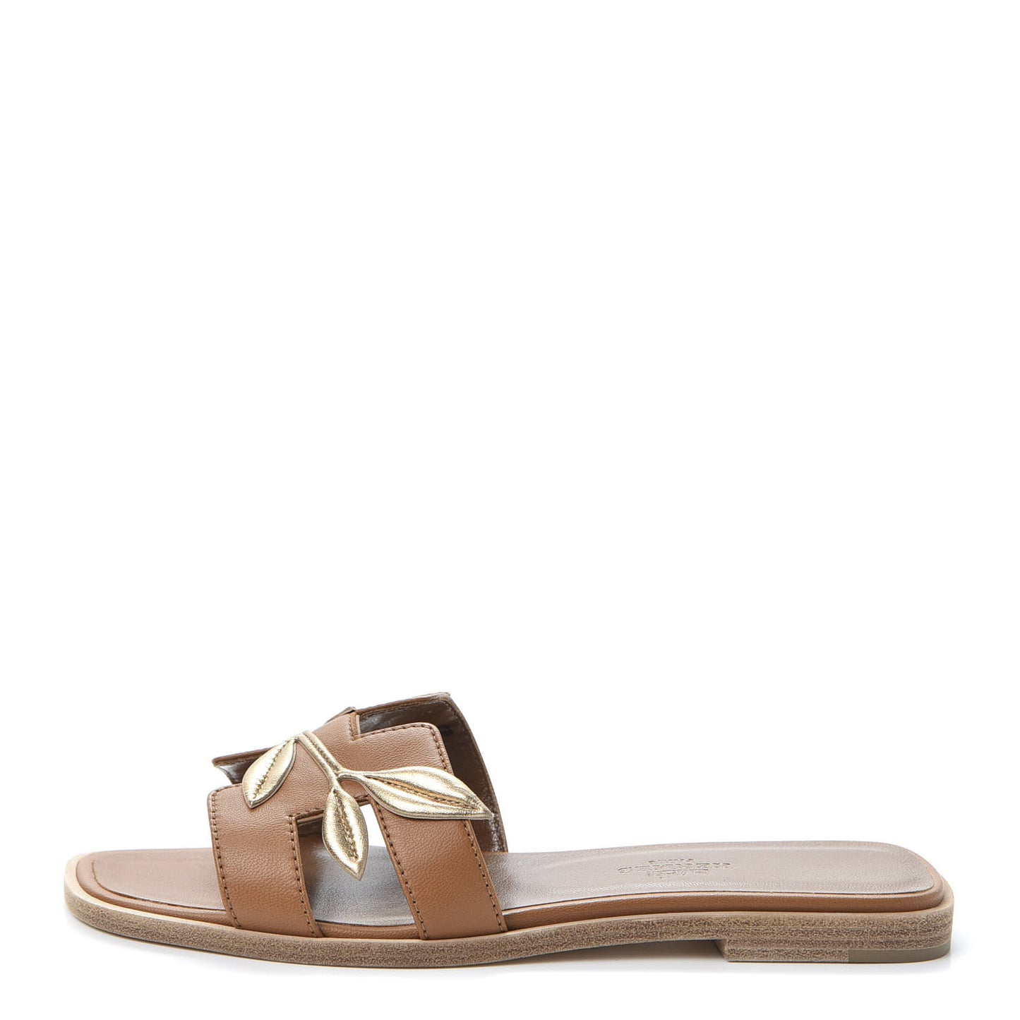 Metallic Lambskin Nappa Laurel Oran Sandals 35 Naturel Champagne