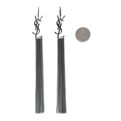 Saint Laurent Brass Monogram Chain Earrings 2 of 4