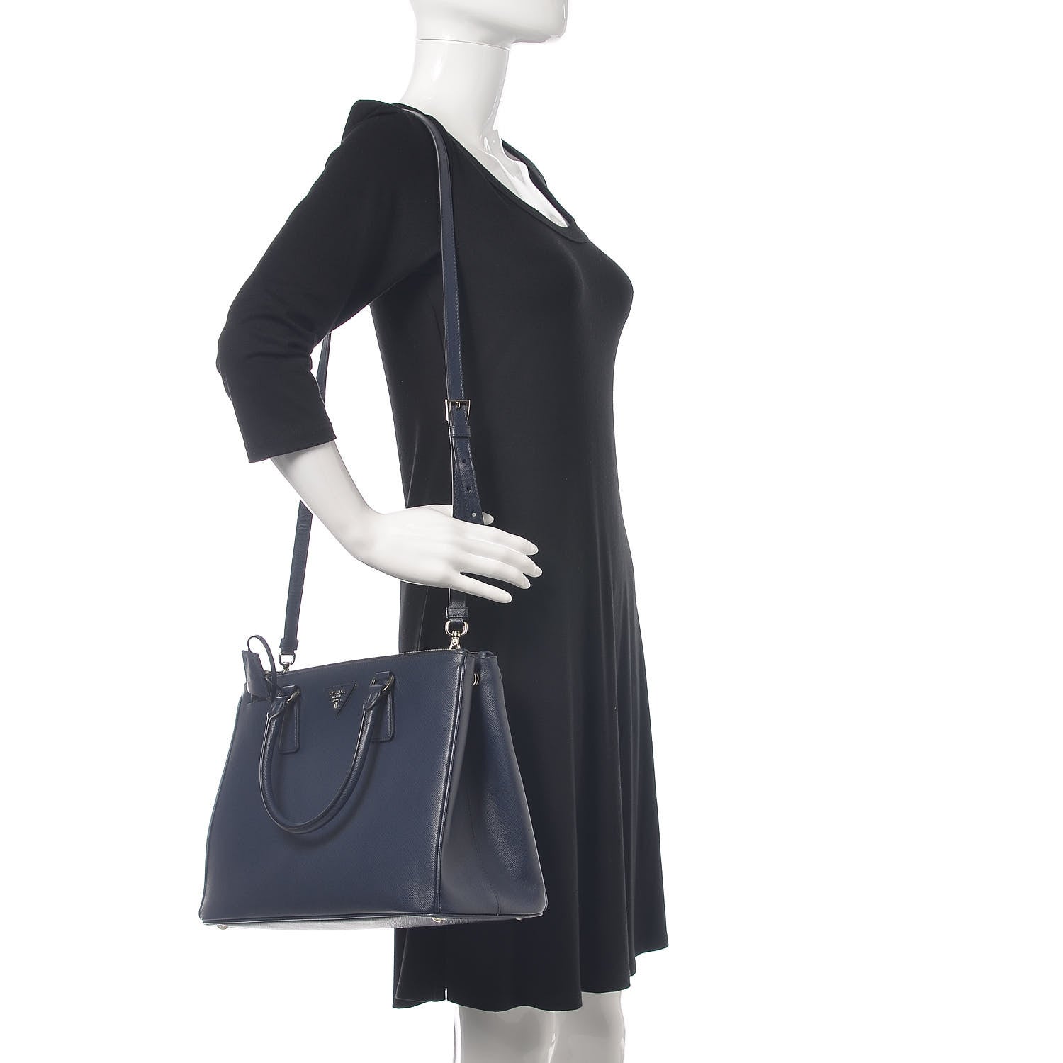 Prada Saffiano Medium Galleria Double Zip Tote Baltico 2 of 9