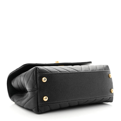 Chanel Caviar Chevron Quilted Mini Coco Handle Flap Black 4 of 10