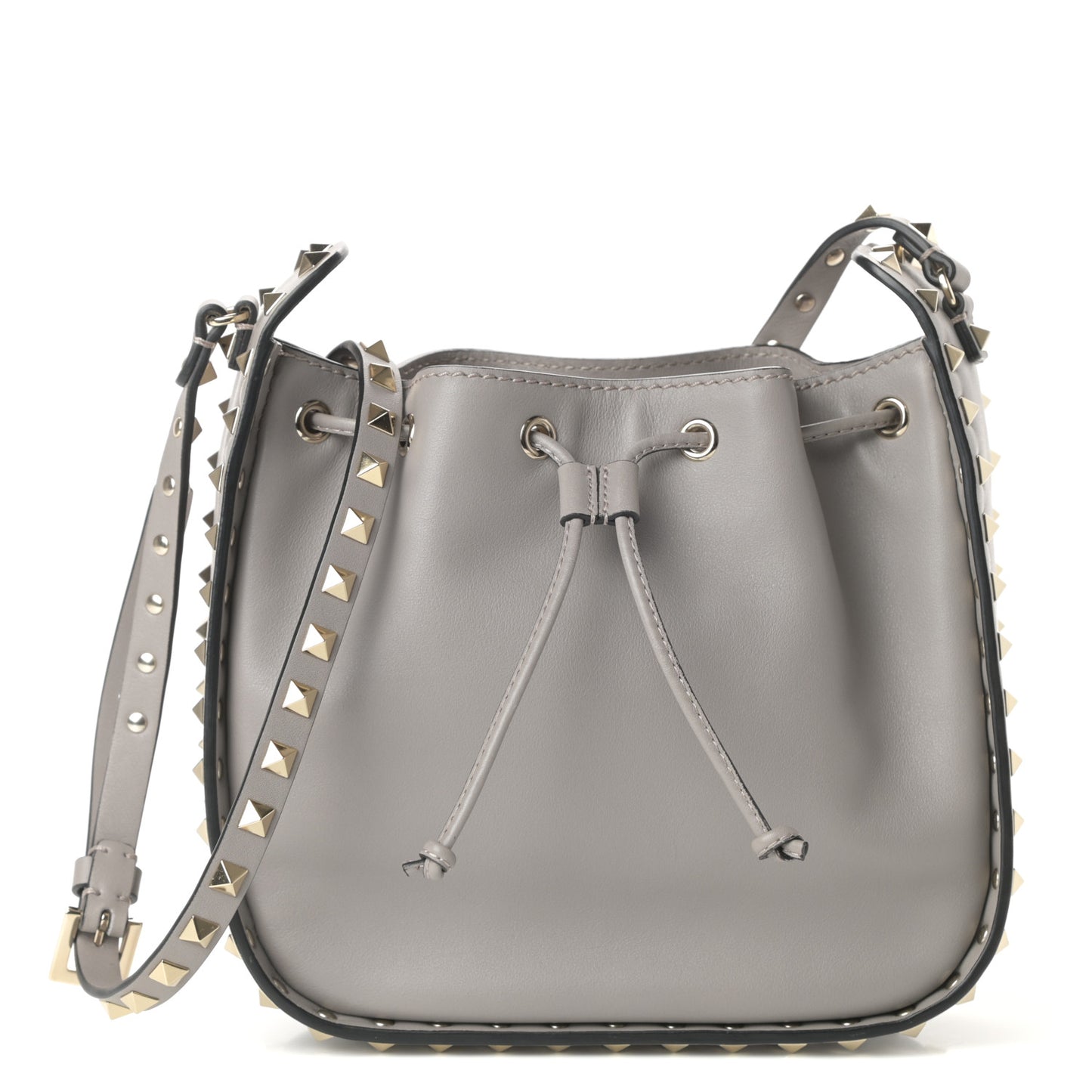 Vitello Rockstud Bucket Bag Perla
