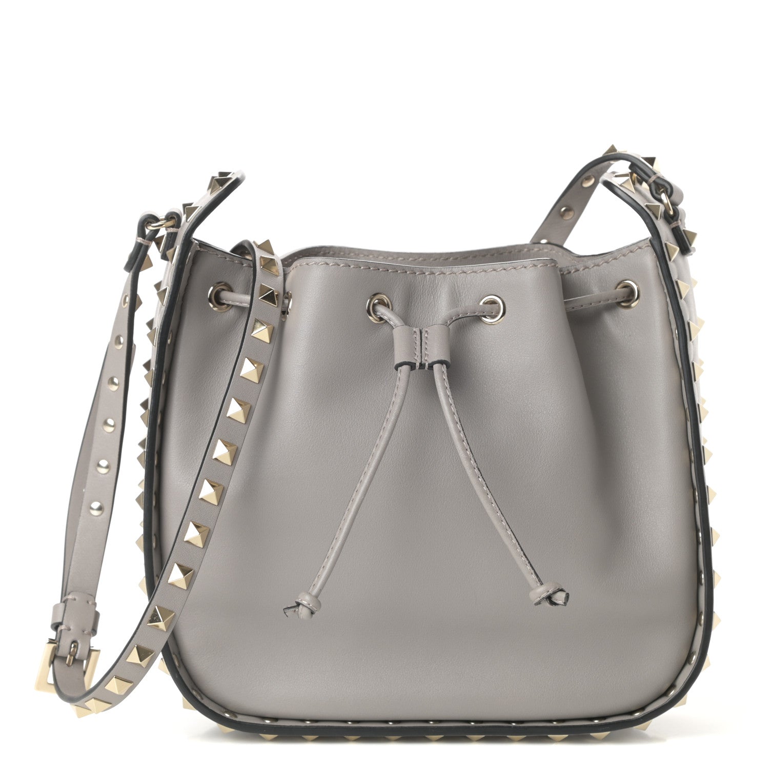 Valentino Garavani Vitello Rockstud Bucket Bag Perla 1 of 9