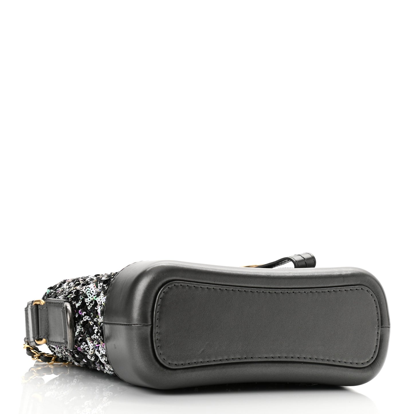 Sequin Calfskin Small Gabrielle Hobo Black