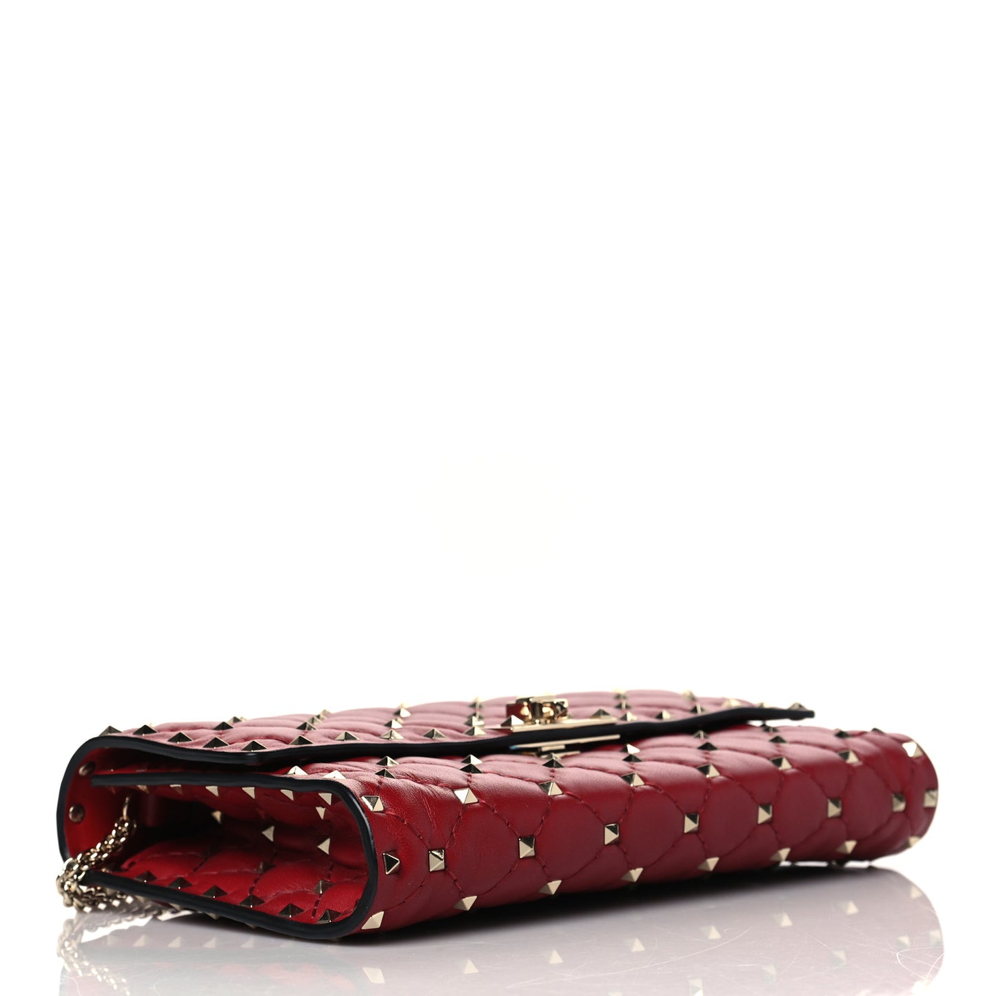 Nappa Rockstud Spike Wallet on Chain Rubino