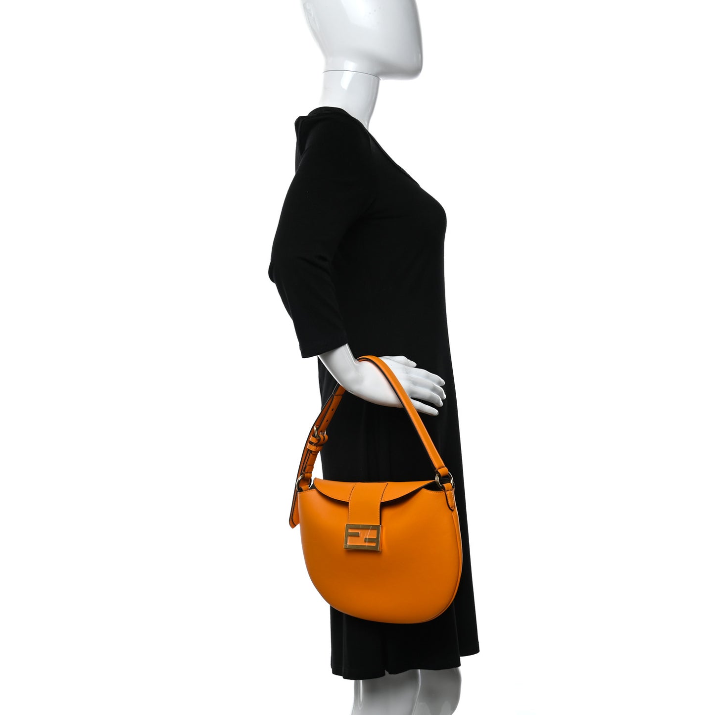 Vitello Grace Suede Small Croissant Hobo Clementine
