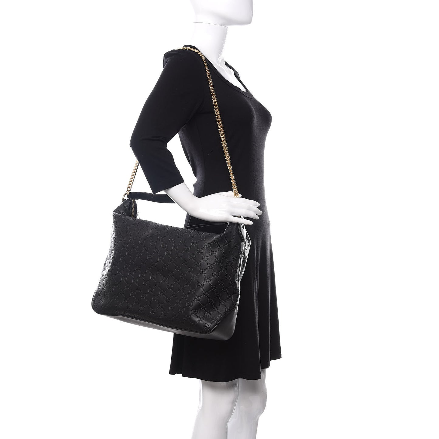 Guccissima Signature Large Linea A Hobo Black
