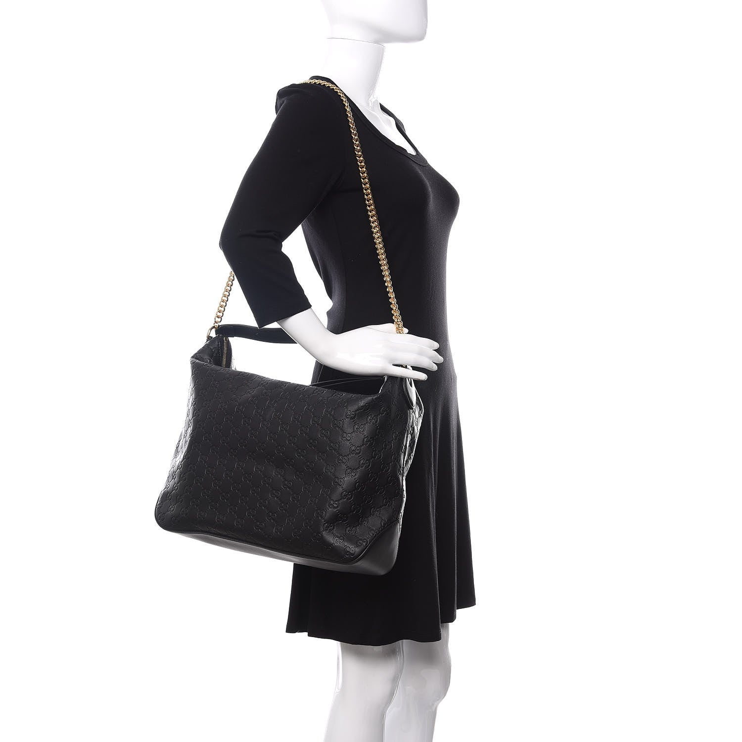 Gucci Guccissima Signature Large Linea A Hobo Black 2 of 10