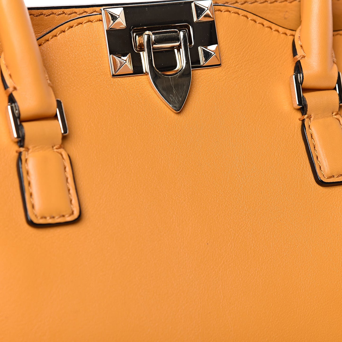 Vitello Rockstud Double Handle Tote Mandarin Sorbet