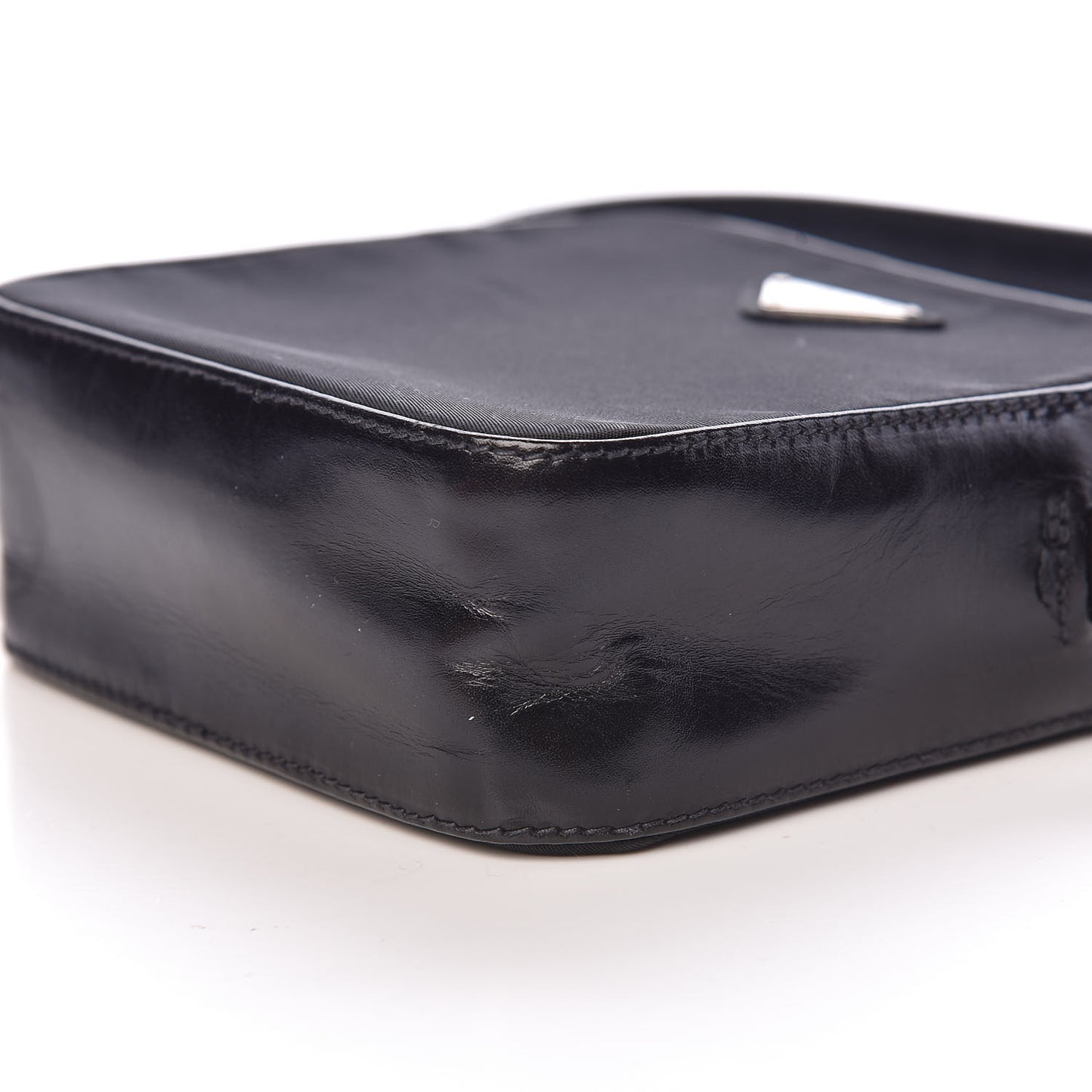 Tessuto Nylon Glace Calfskin Crossbody Bag Black