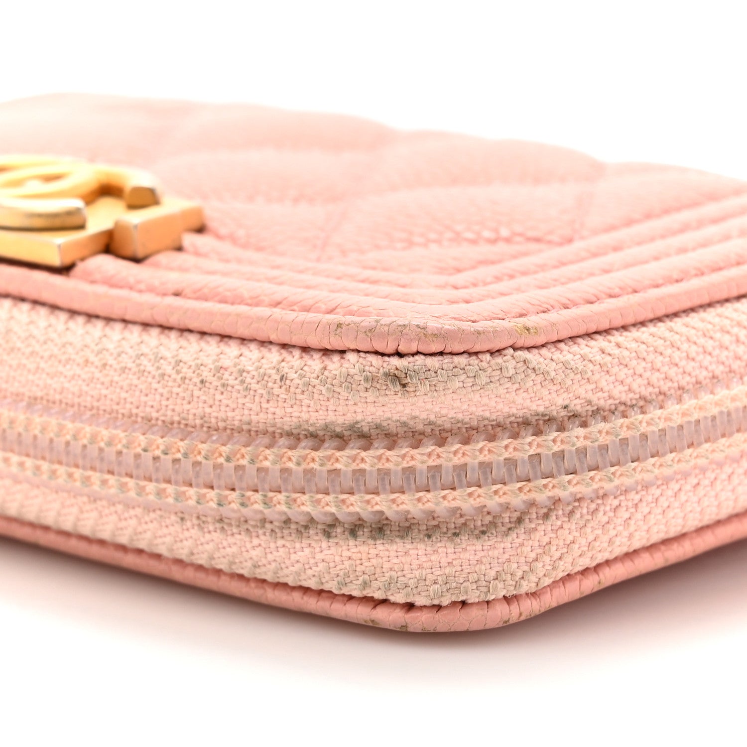 Chanel Caviar Quilted Boy Zip Around Coin Purse Wallet Light Pink 11 of 13