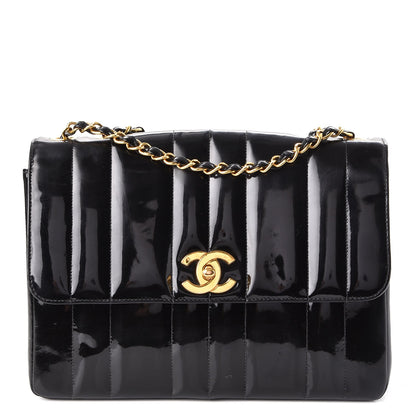 Chanel Patent Vertical Quilted Medium Single Flap Black 1 of 13