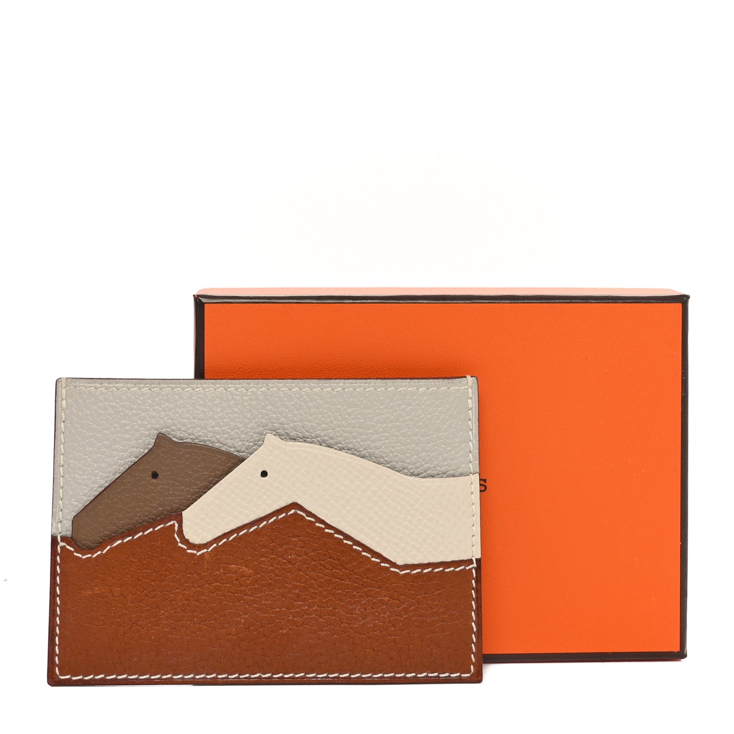 Barenia Faubourg Epsom Evercolor Les Petits Chevaux Card Holder Fauve Craie Beige De Weimar
