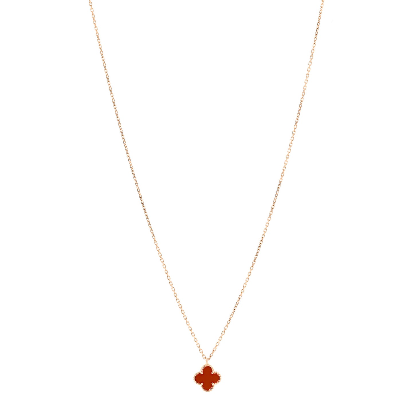 18K Rose Gold Carnelian Sweet Alhambra Pendant Necklace