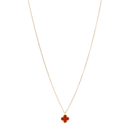 Van Cleef & Arpels 18K Rose Gold Carnelian Sweet Alhambra Pendant Necklace 1 of 5