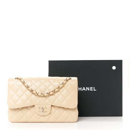 Chanel Iridescent Caviar Quilted Jumbo Double Flap Beige 12 of 12